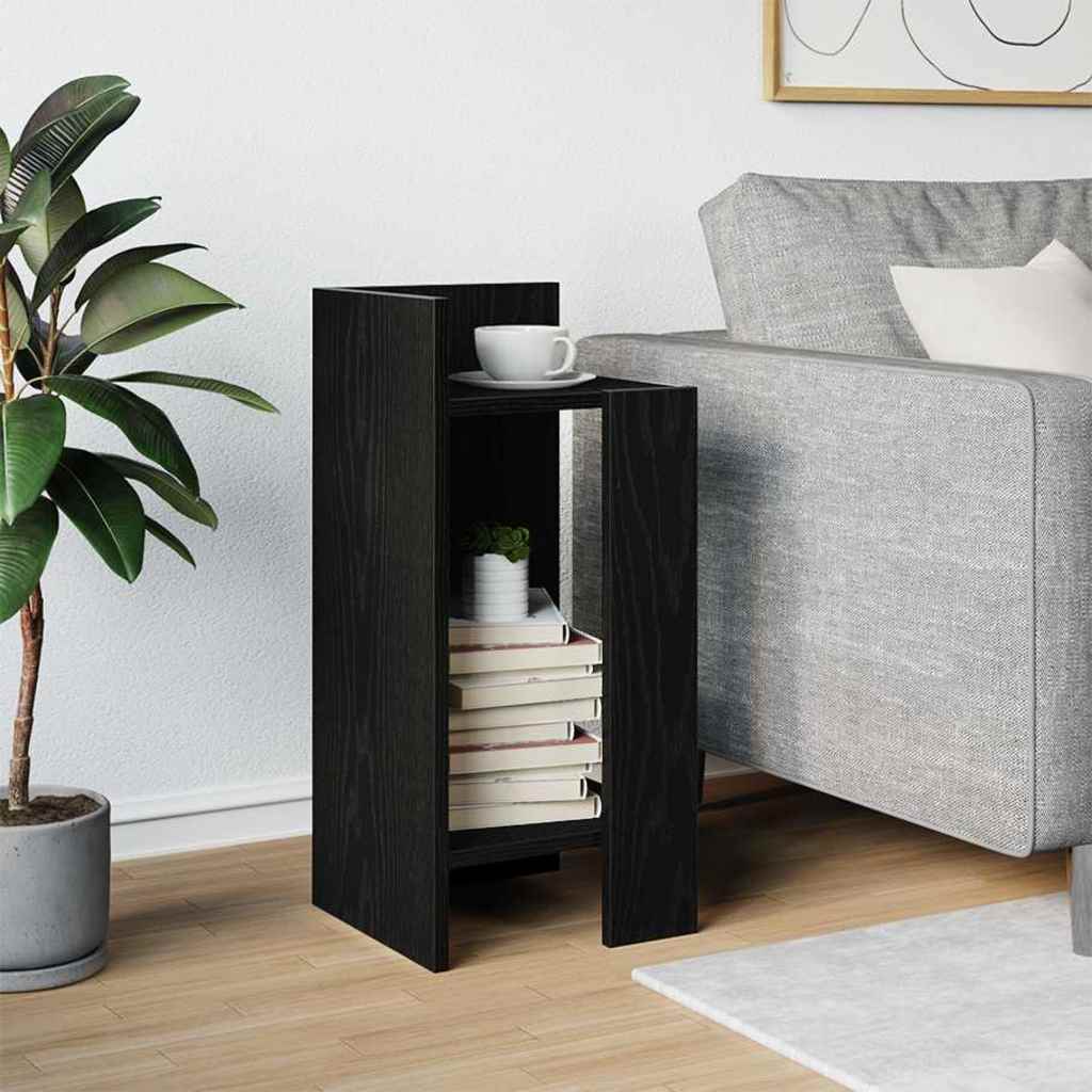 sidebord med hylde sort 25,5x27x60 cm