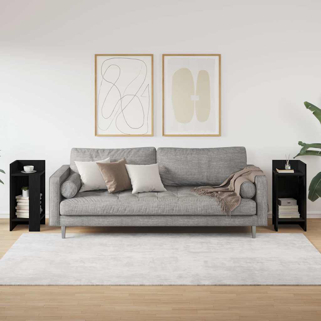 Sideborde 2 stk med reol sort 25,5x27x60 cm