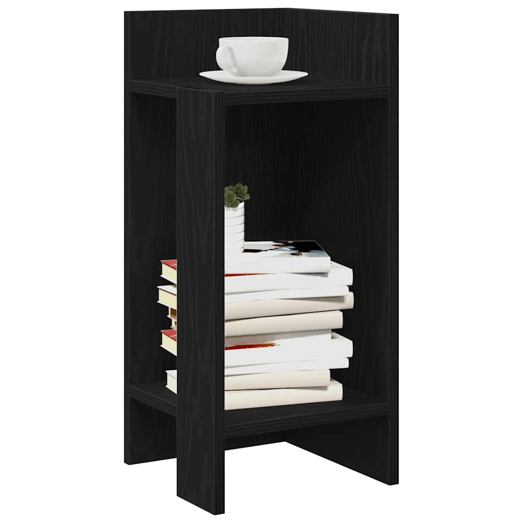 Sideborde 2 stk med reol sort 25,5x27x60 cm