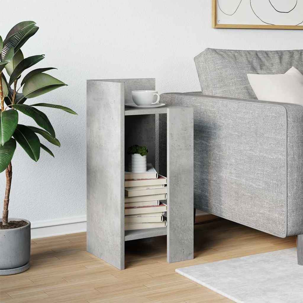 sidebord med hylde betongrå 25,5x27x60 cm