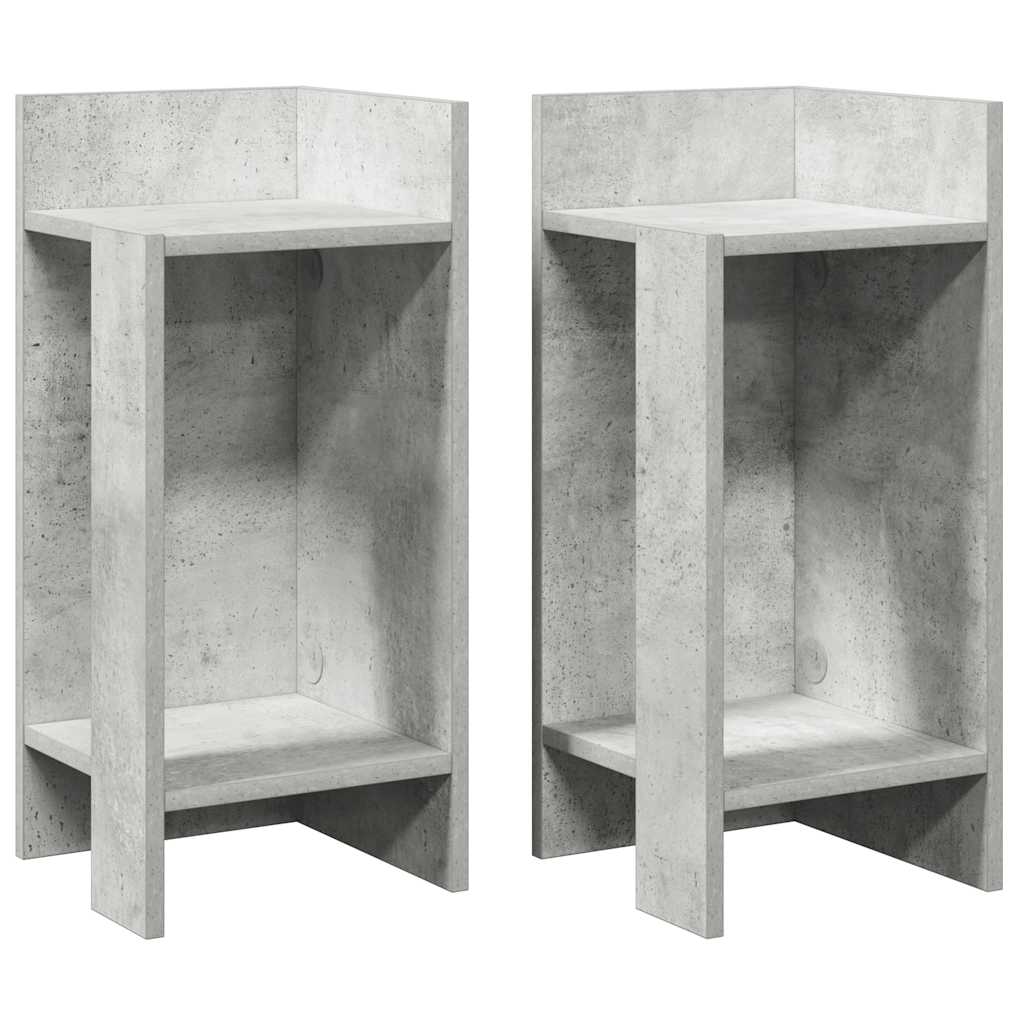 Sideborde 2 stk med reol betongrå 25,5x27x60 cm