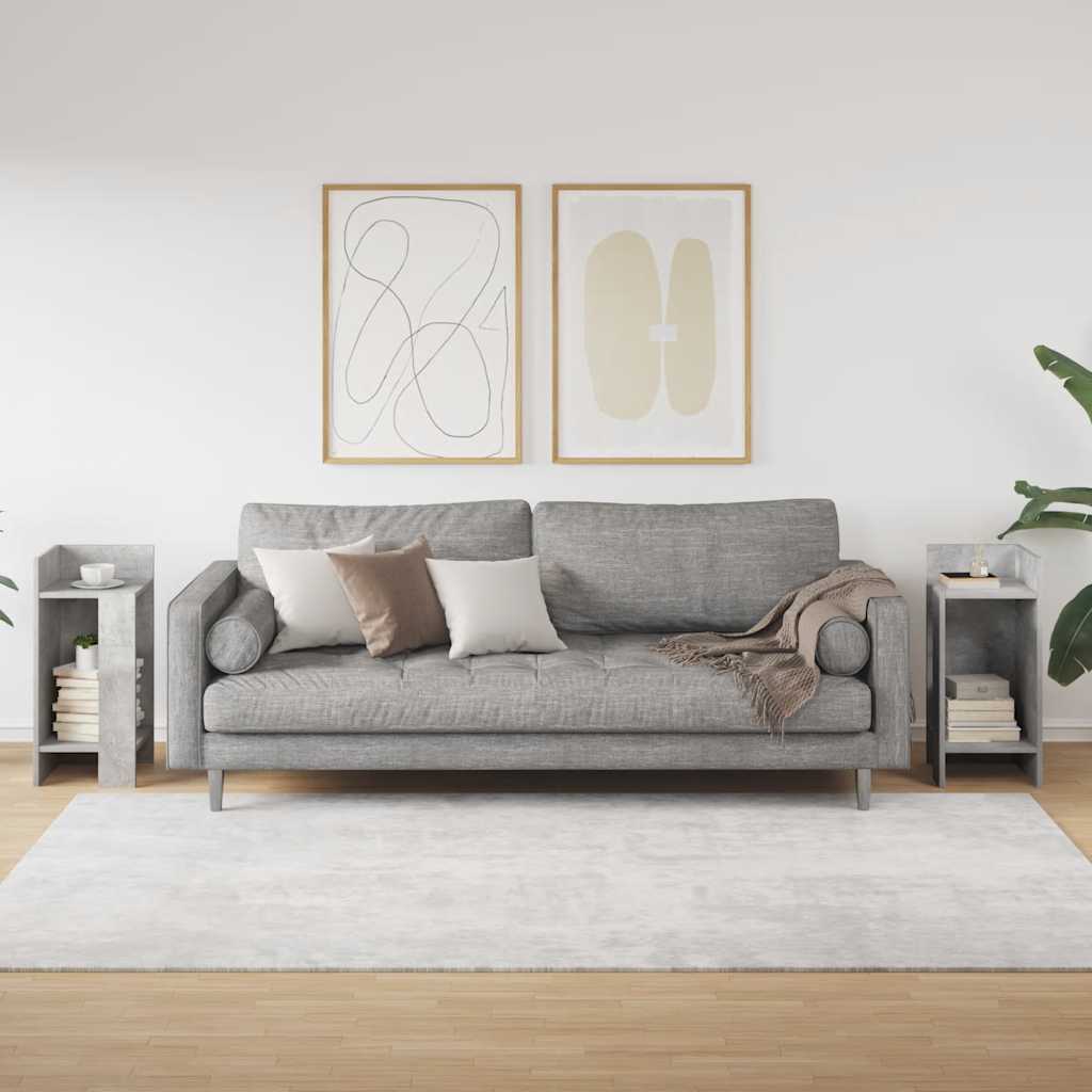 Sideborde 2 stk med reol betongrå 25,5x27x60 cm