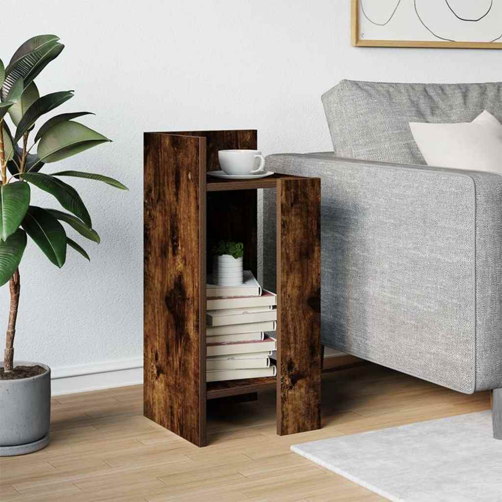 sidebord med hylde røget eg 25,5x27x60 cm