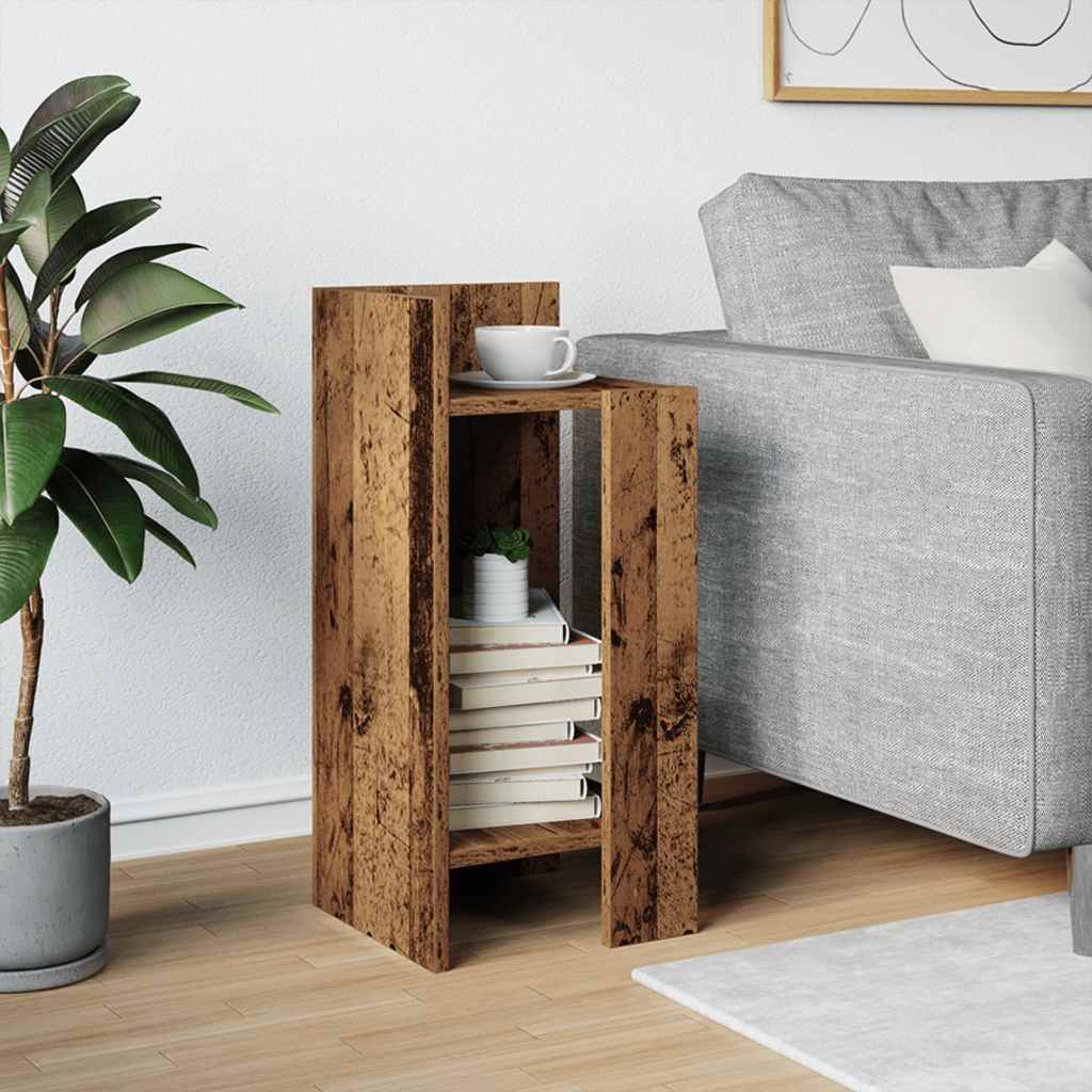 sidebord med hylde gammelt træ 25,5x27x60 cm
