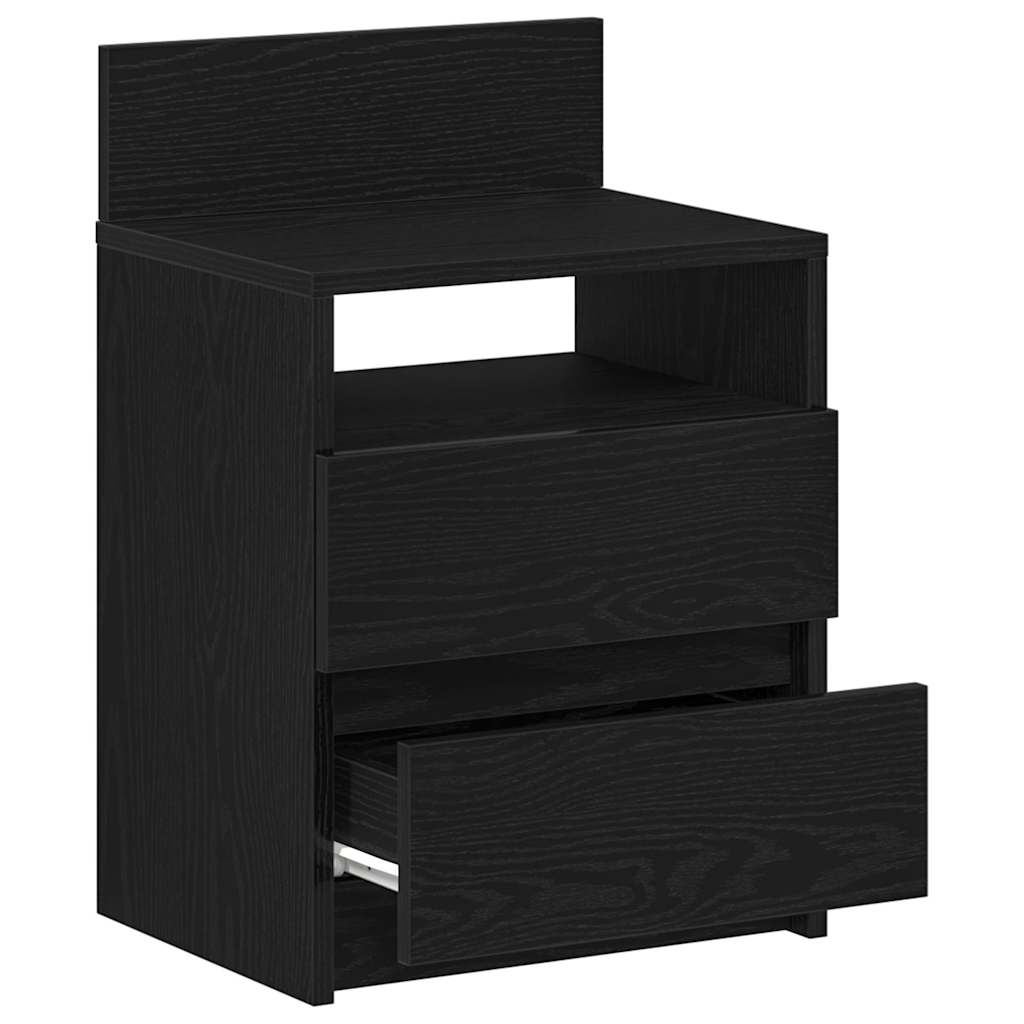sengebord med 2 skuffer 40x33x60 cm sort