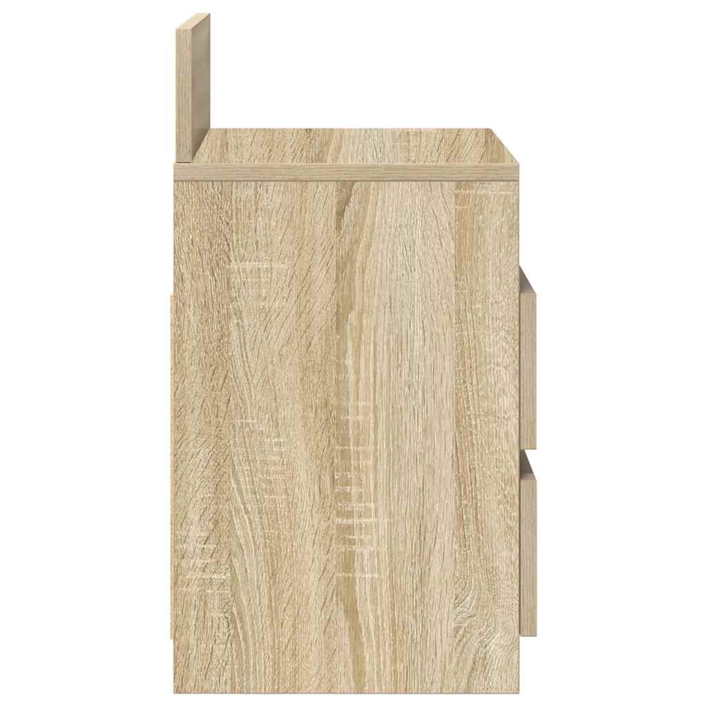 sengeborde 2 stk. med 2 skuffer 40x33x60 cm sonoma-eg