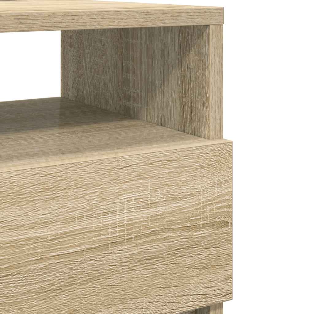 sengeborde 2 stk. med 2 skuffer 40x33x60 cm sonoma-eg