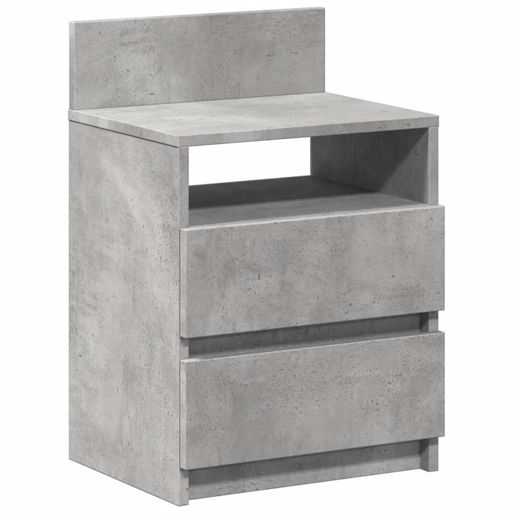 sengebord med 2 skuffer 40x33x60 cm betongrå
