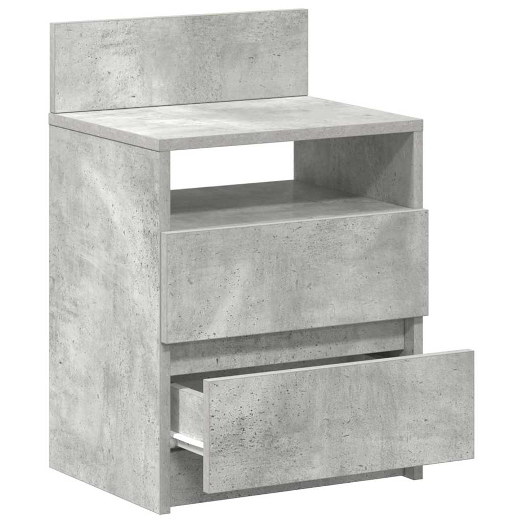 sengebord med 2 skuffer 40x33x60 cm betongrå