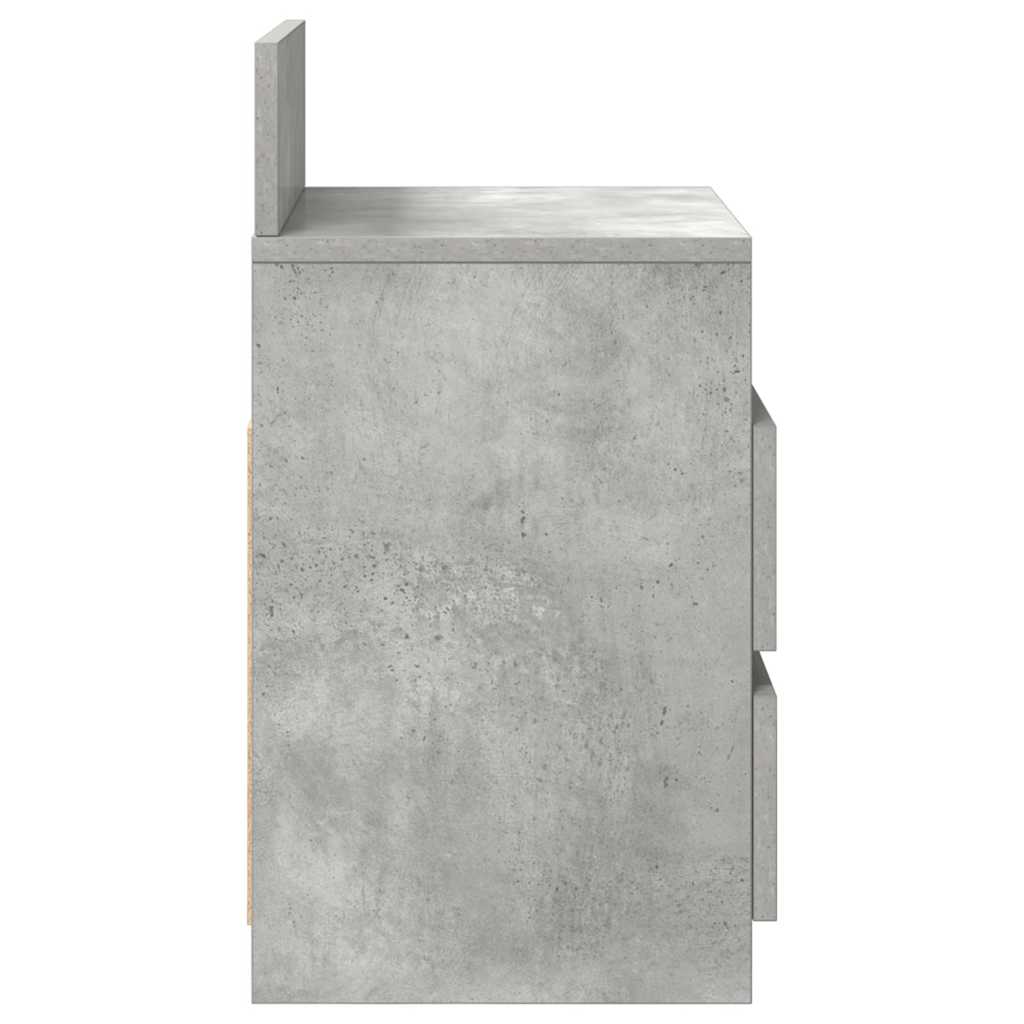 sengebord med 2 skuffer 40x33x60 cm betongrå