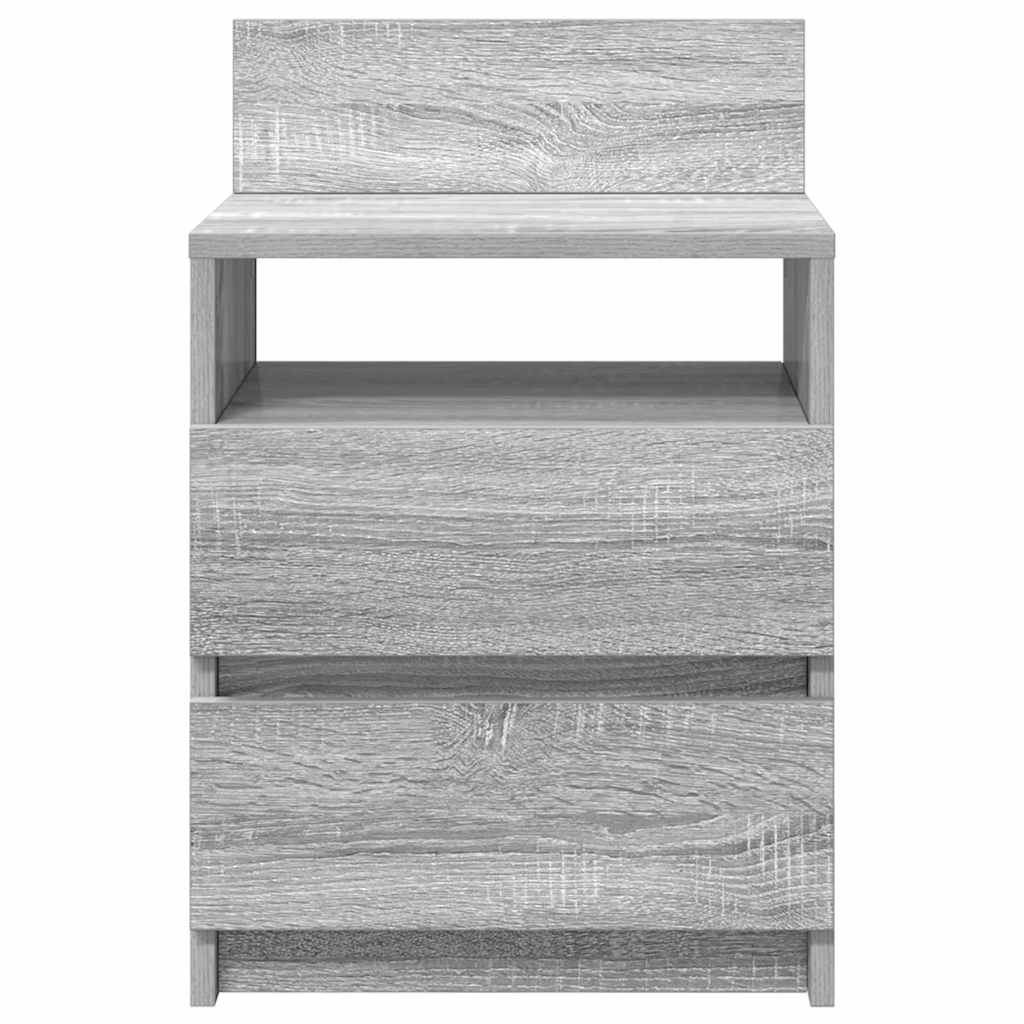 sengeborde 2 stk. med 2 skuffer 40x33x60 cm grå sonoma-eg