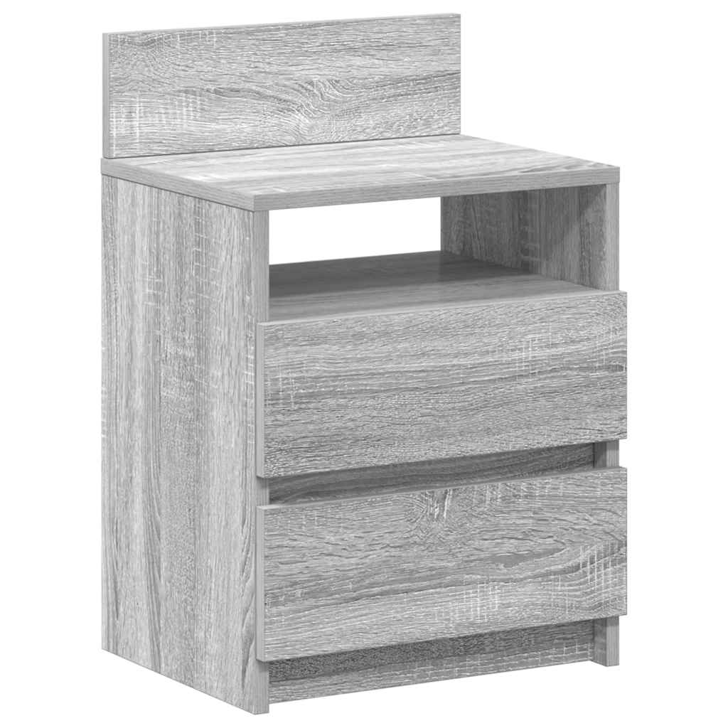 sengeborde 2 stk. med 2 skuffer 40x33x60 cm grå sonoma-eg