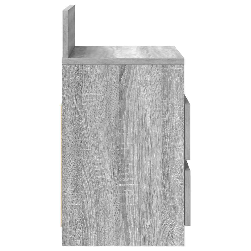 sengeborde 2 stk. med 2 skuffer 40x33x60 cm grå sonoma-eg