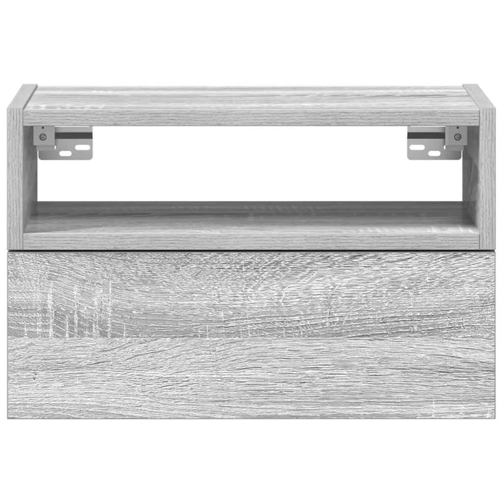 væghængte sengeborde 2 stk. 45x26x28,5 cm grå sonoma-eg