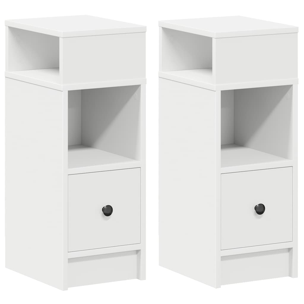 sengeborde 2 stk. med skuffe 25x31x66 cm hvid