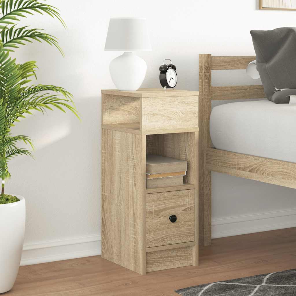 sengebord med skuffe 25x31x66 cm sonoma-eg