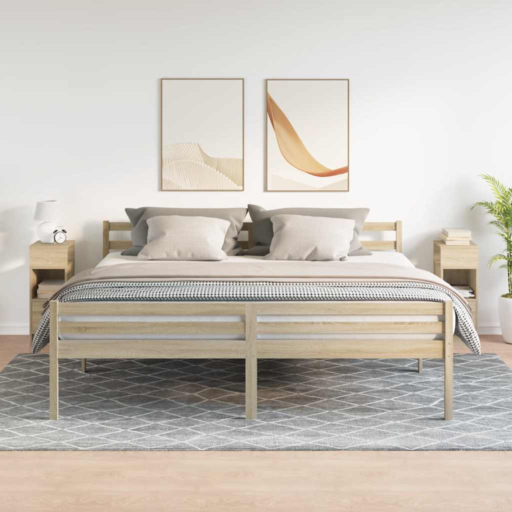 sengeborde 2 stk. med skuffe 25x31x66 cm sonoma-eg