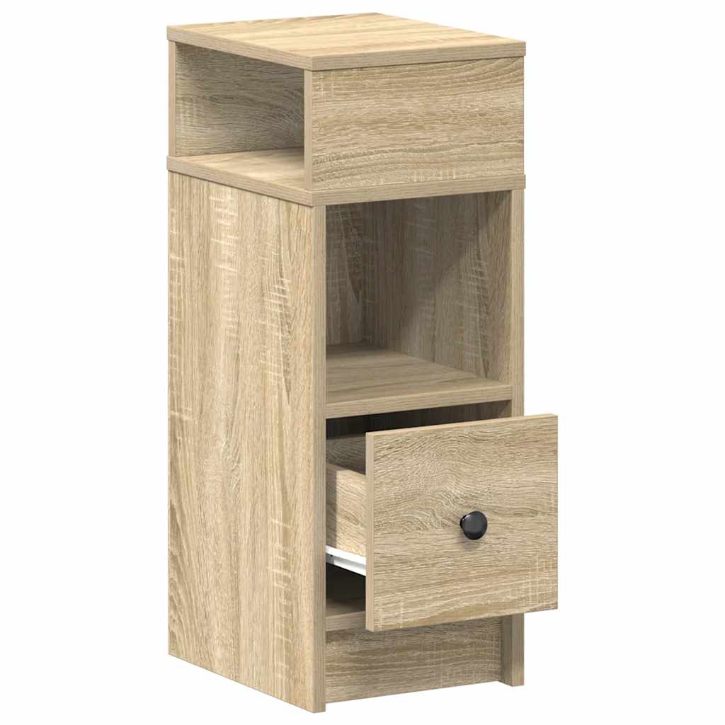 sengeborde 2 stk. med skuffe 25x31x66 cm sonoma-eg