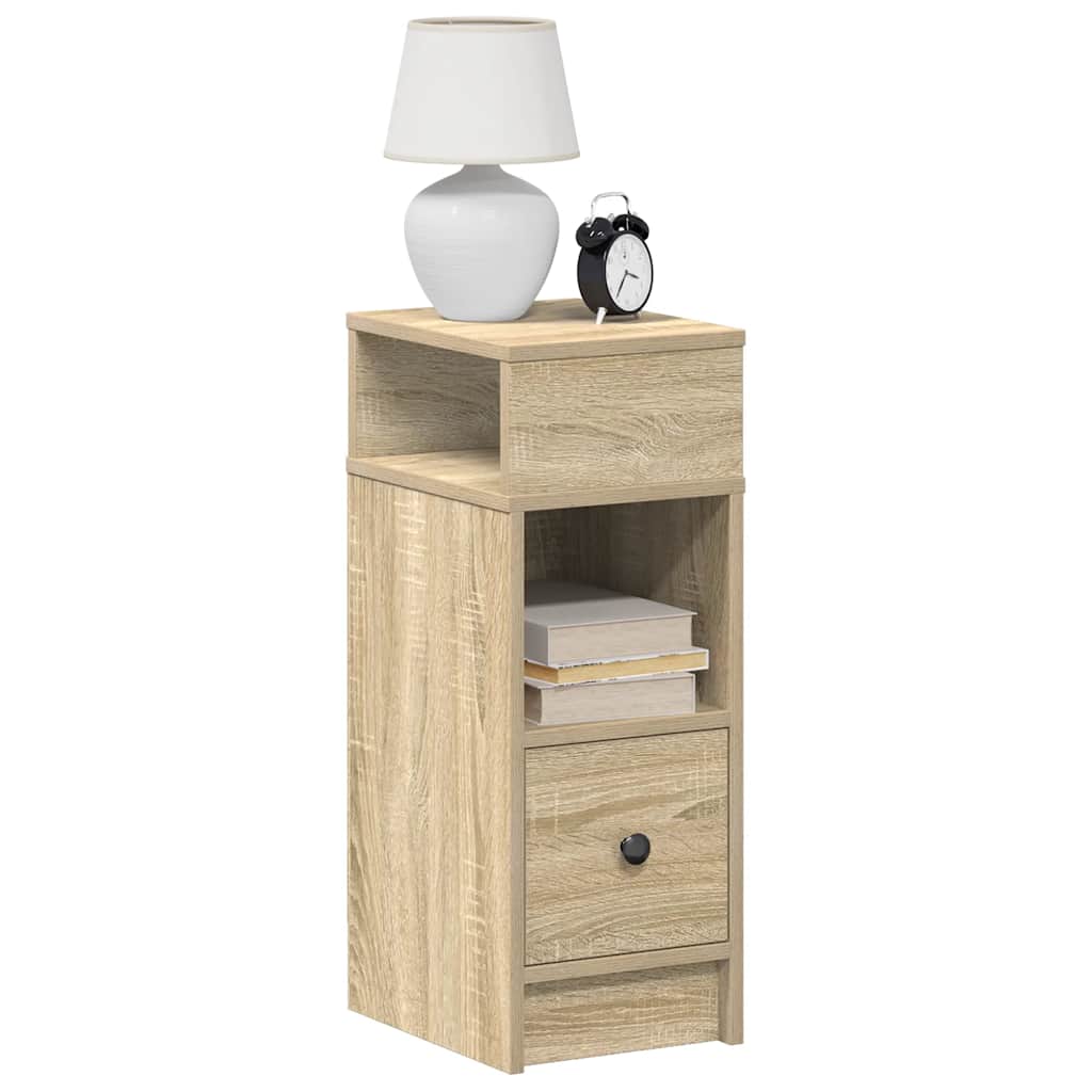 sengeborde 2 stk. med skuffe 25x31x66 cm sonoma-eg