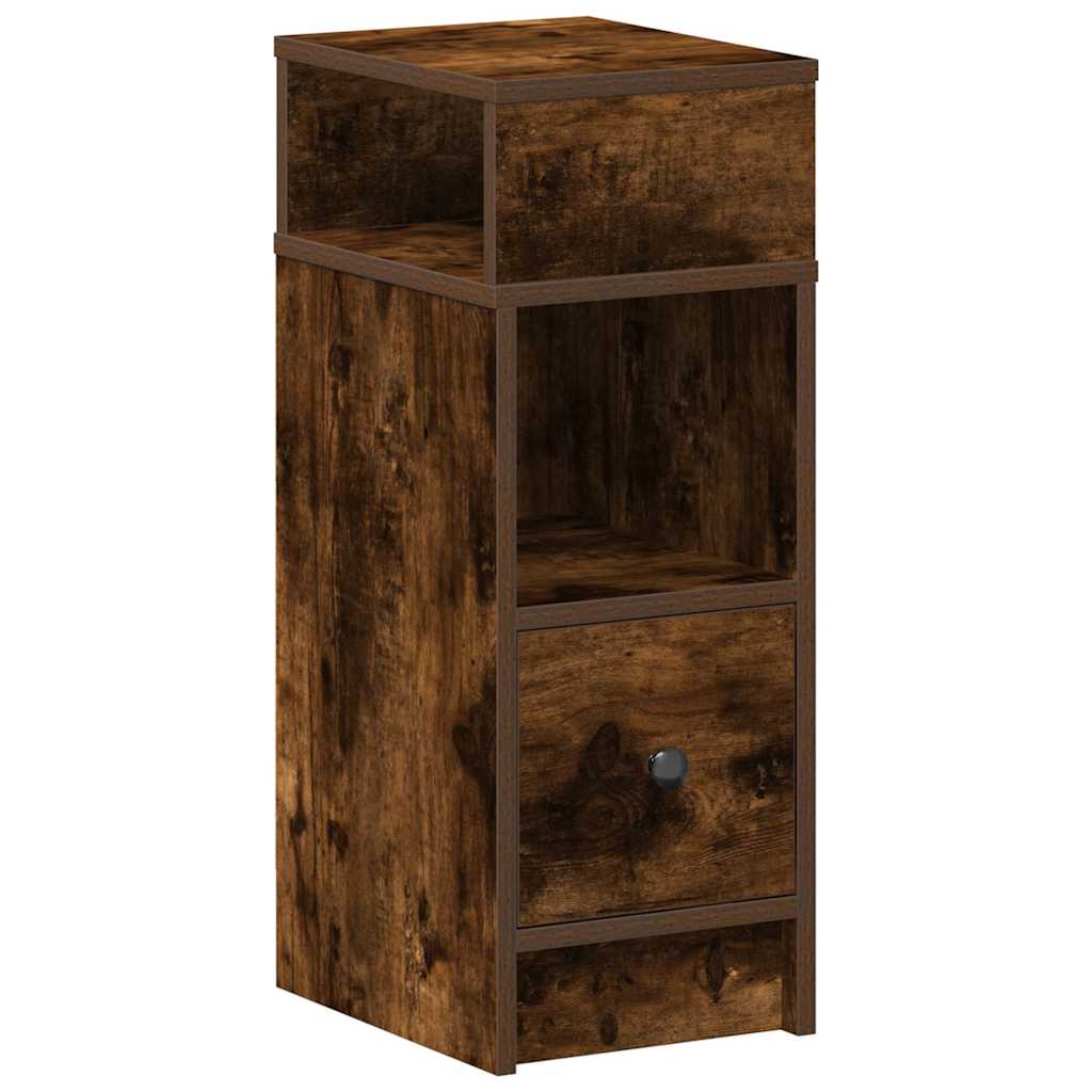 sengebord med skuffe 25x31x66 cm røget egetræsfarve