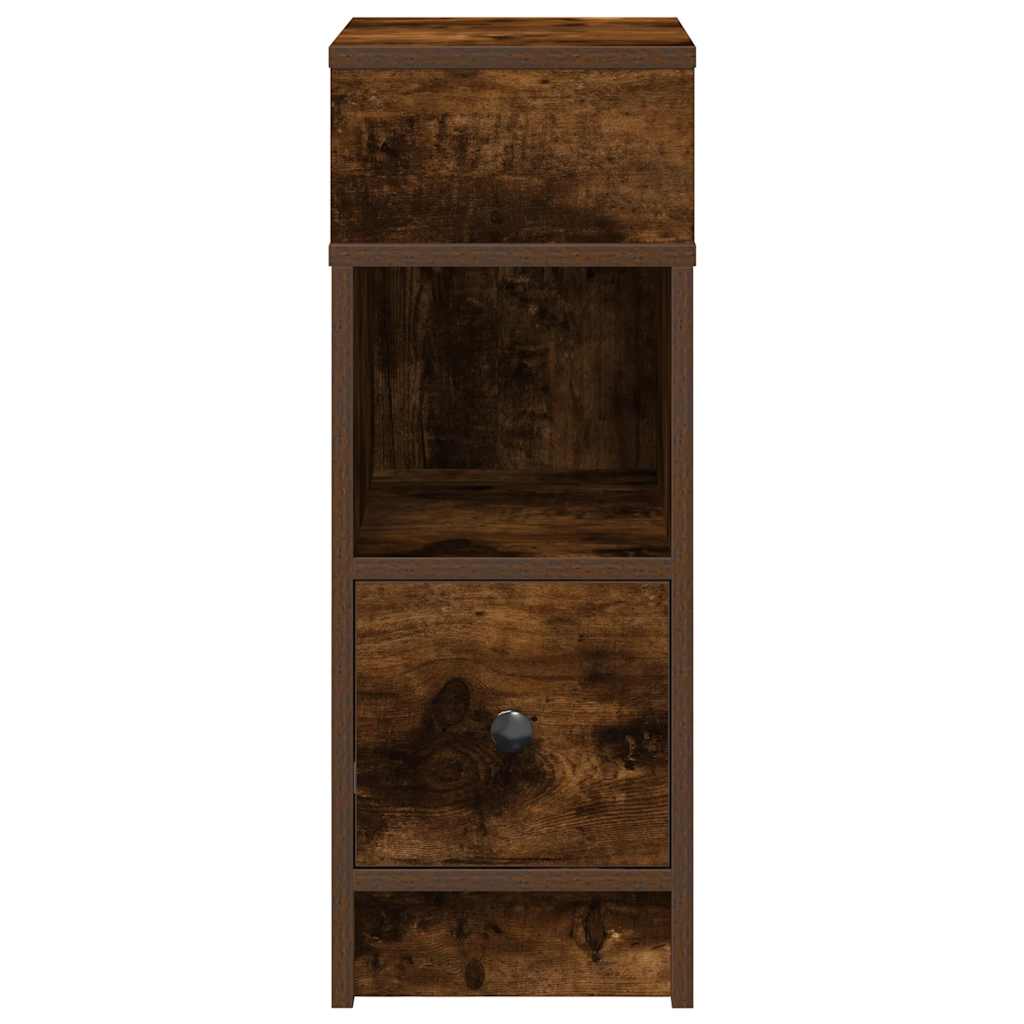 sengebord med skuffe 25x31x66 cm røget egetræsfarve