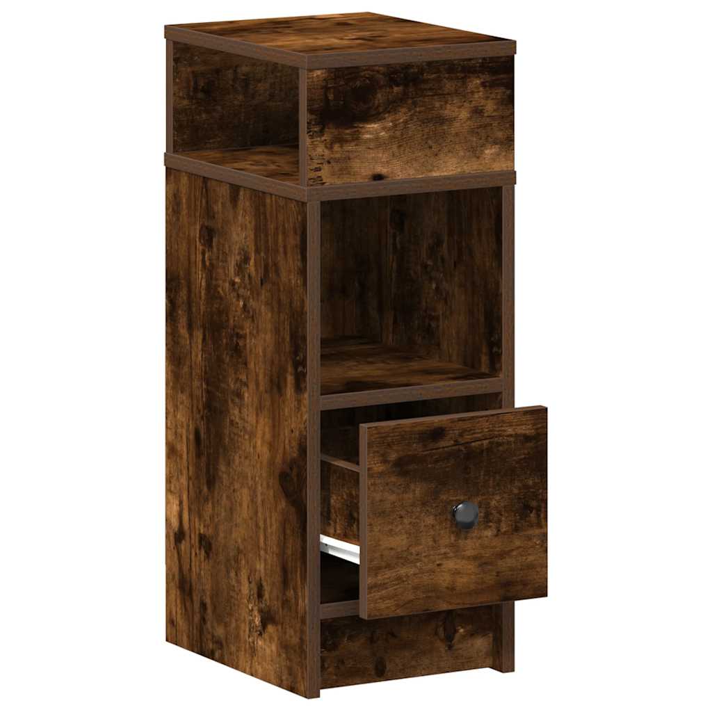 sengebord med skuffe 25x31x66 cm røget egetræsfarve