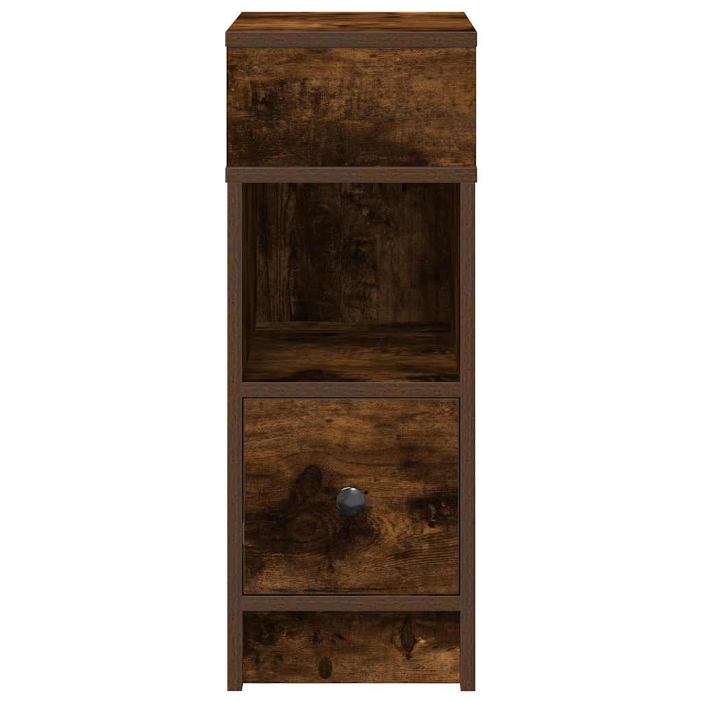sengeborde 2 stk. med skuffe røget egetræsfarve 25x31x66 cm