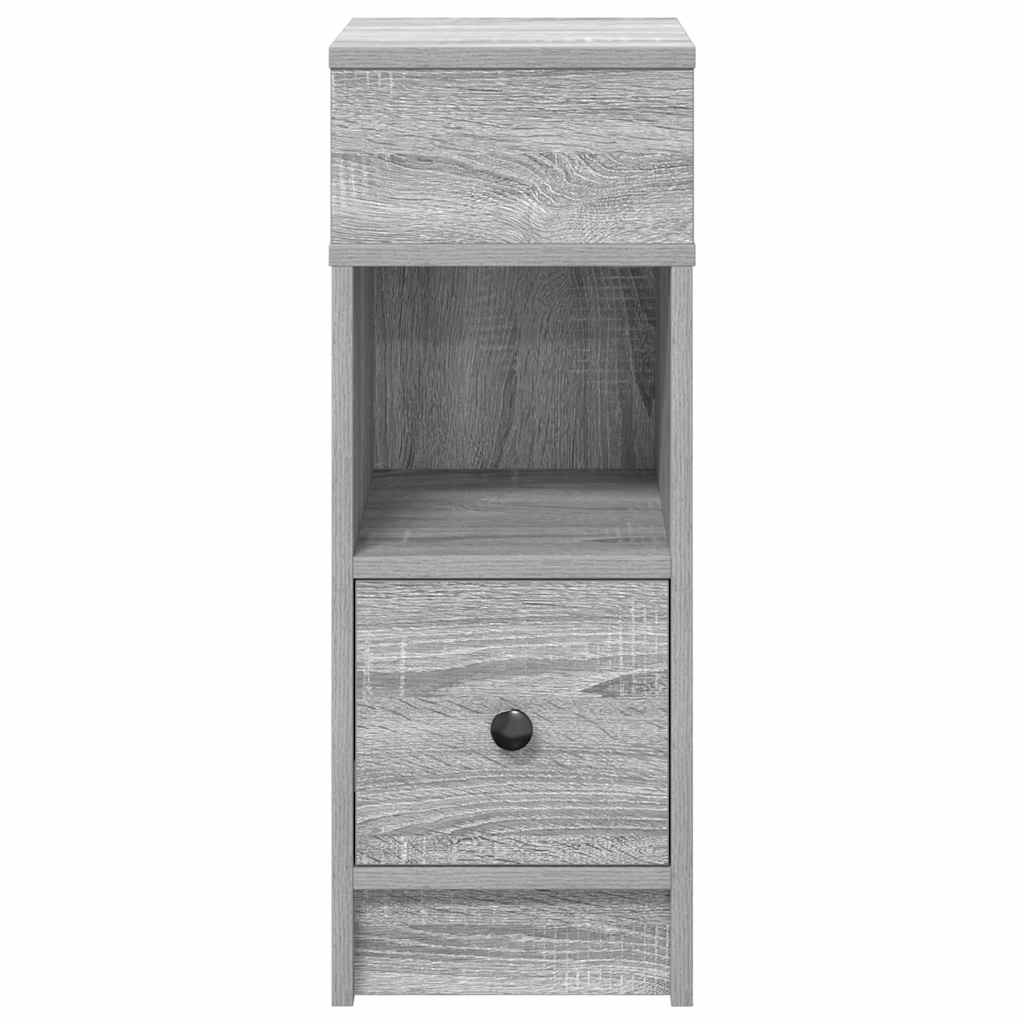 sengebord med skuffe 25x31x66 cm grå sonoma-eg