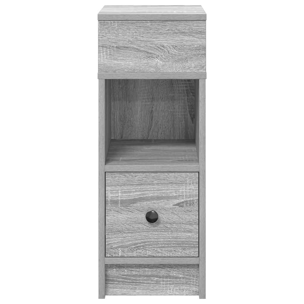 sengeborde 2 stk. med skuffe 25x31x66 cm grå sonoma-eg