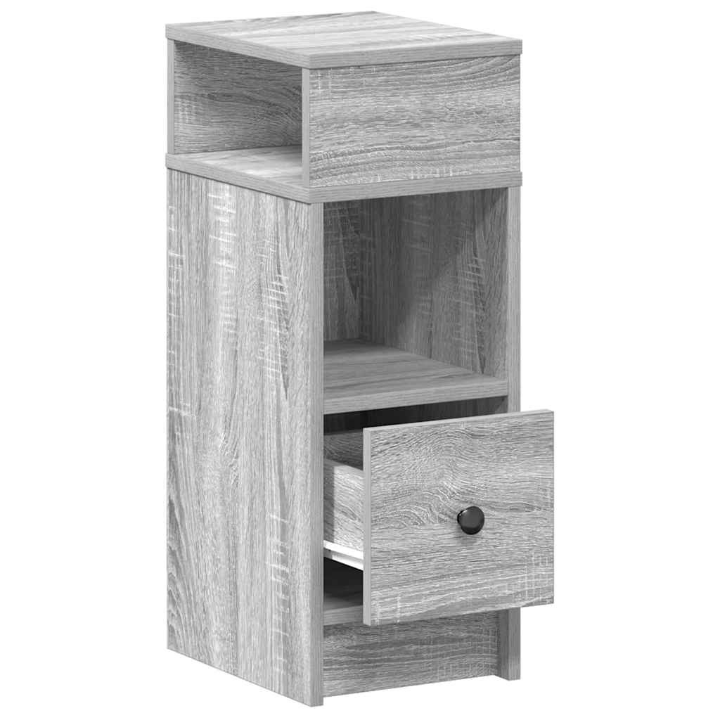 sengeborde 2 stk. med skuffe 25x31x66 cm grå sonoma-eg