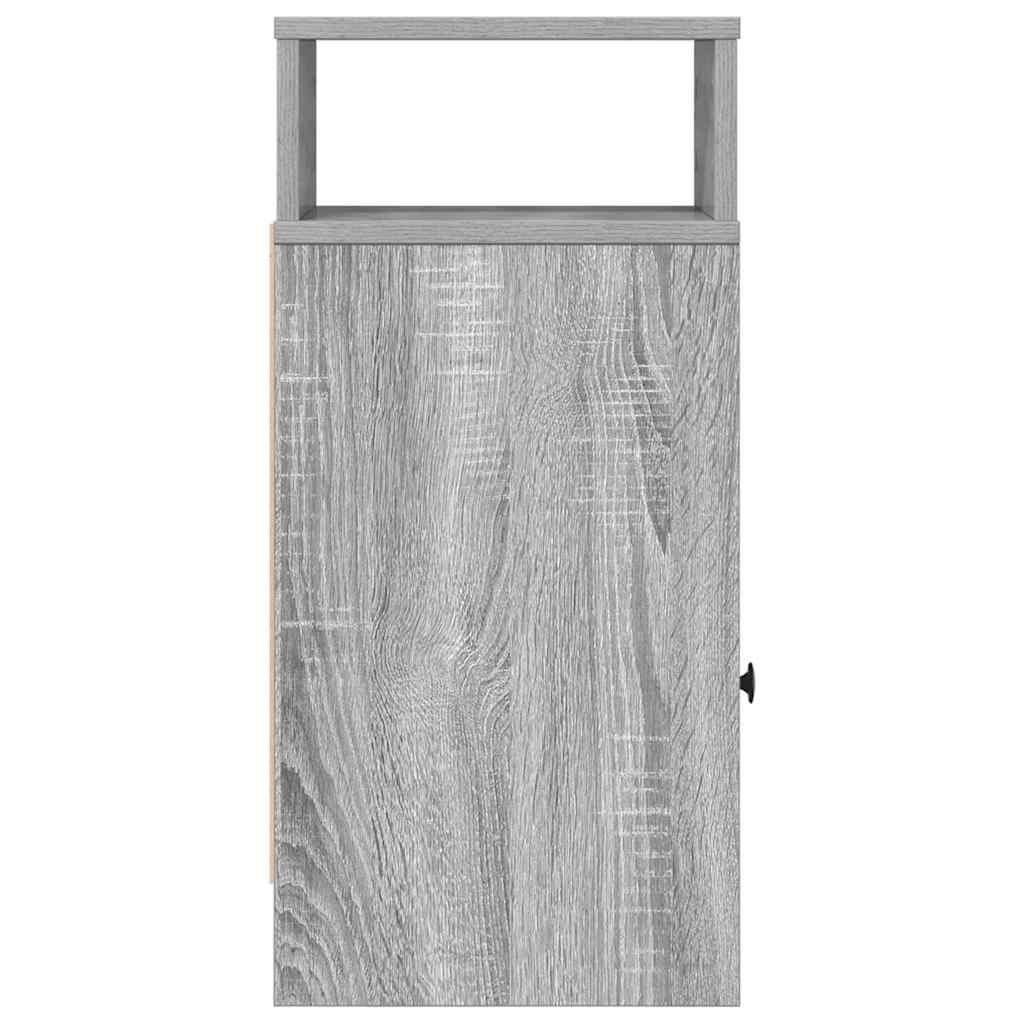 sengeborde 2 stk. med skuffe 25x31x66 cm grå sonoma-eg
