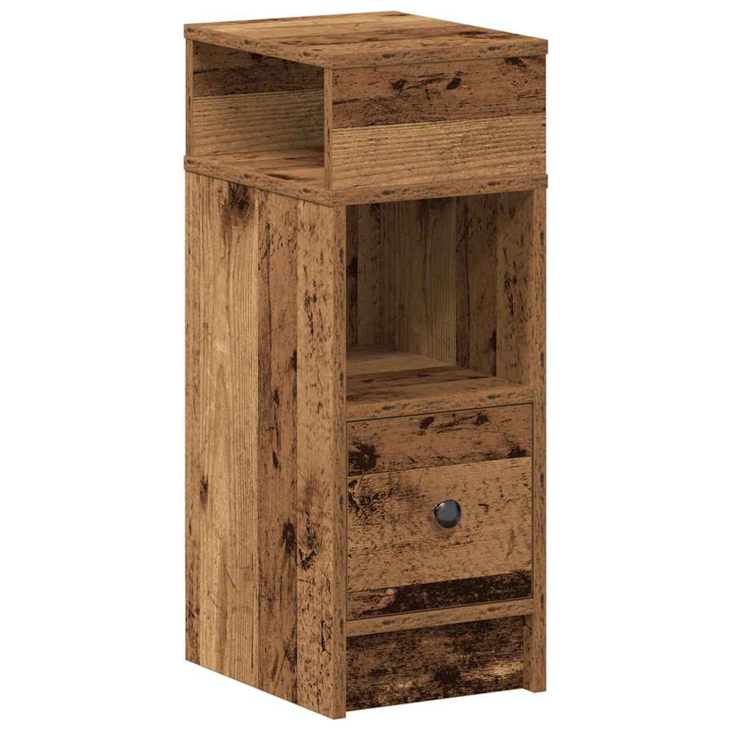 sengebord med skuffe 25x31x66 cm antikt træ