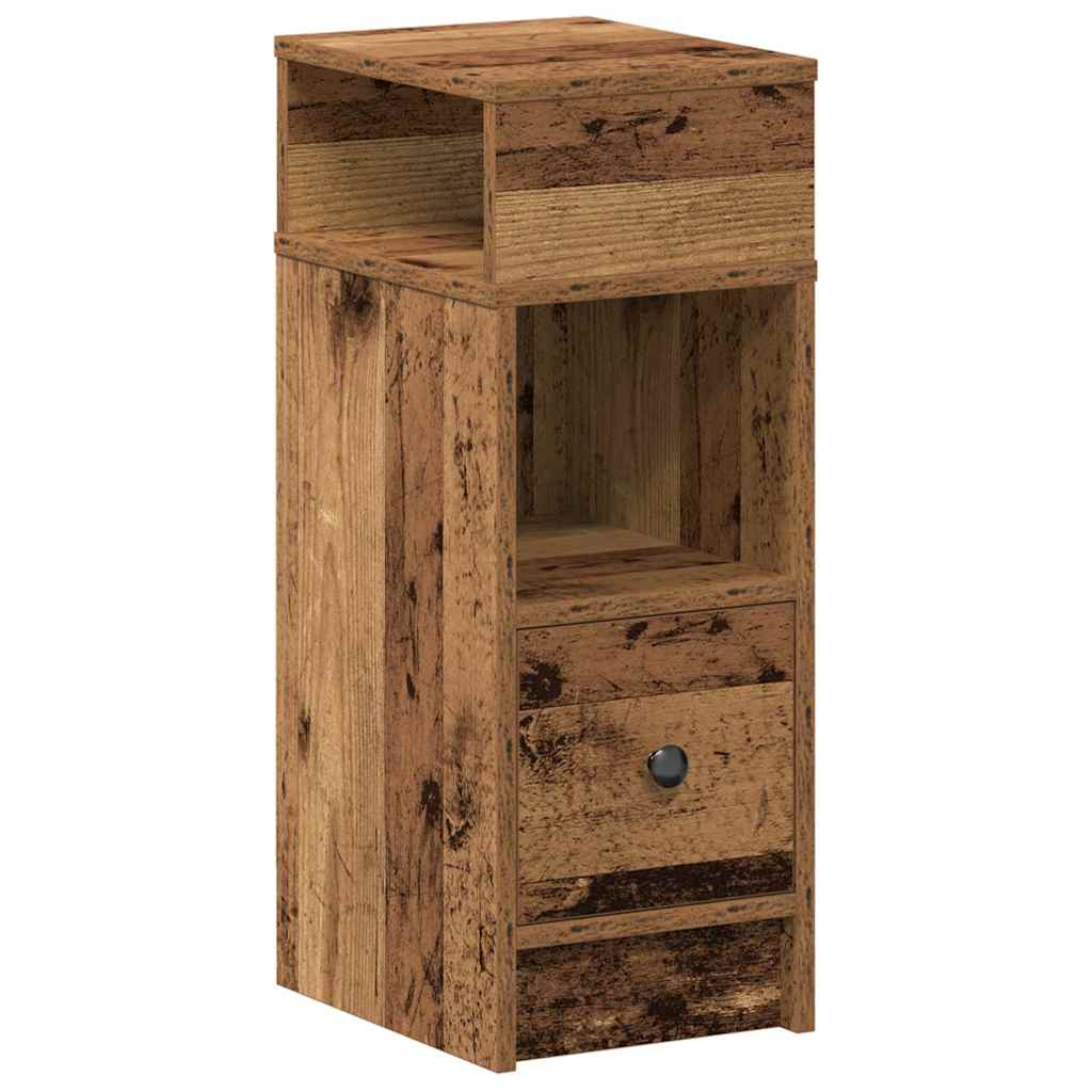 sengeborde 2 stk. med skuffe 25x31x66 cm antikt træ