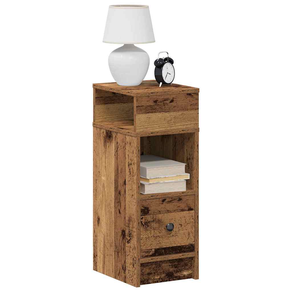 sengeborde 2 stk. med skuffe 25x31x66 cm antikt træ