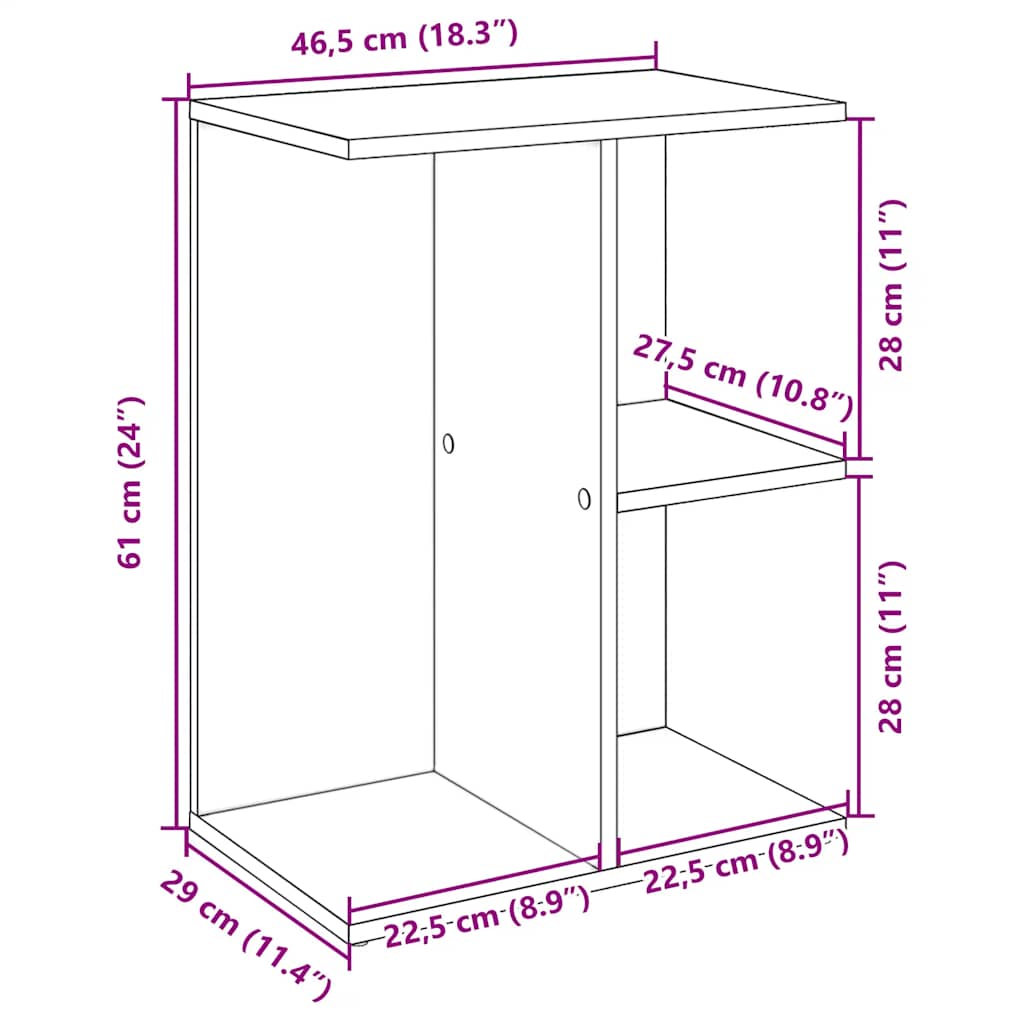 sengebord 46,5x29x61 cm konstrueret træ hvid