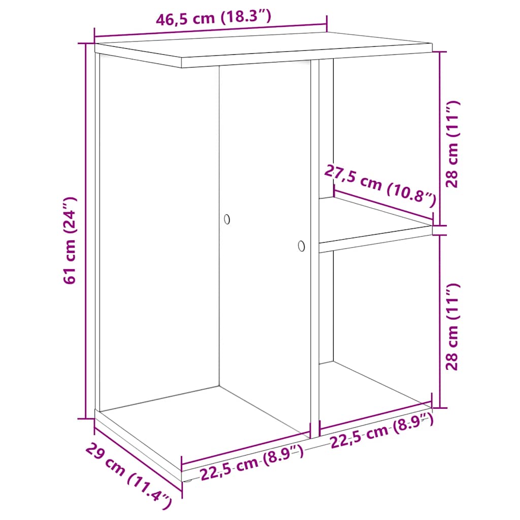 sengebord 46,5x29x61 cm konstrueret træ betongrå