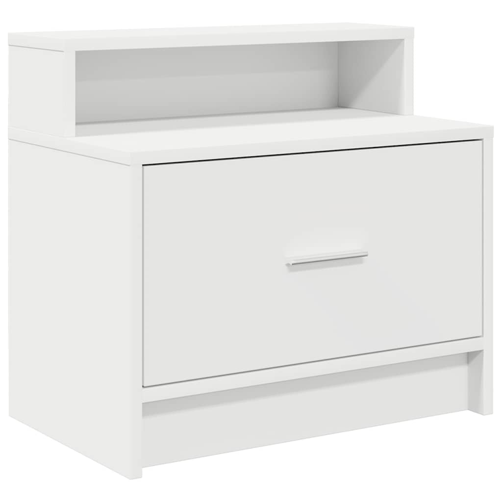 sengebord med skuffe 51x31x47 cm hvid