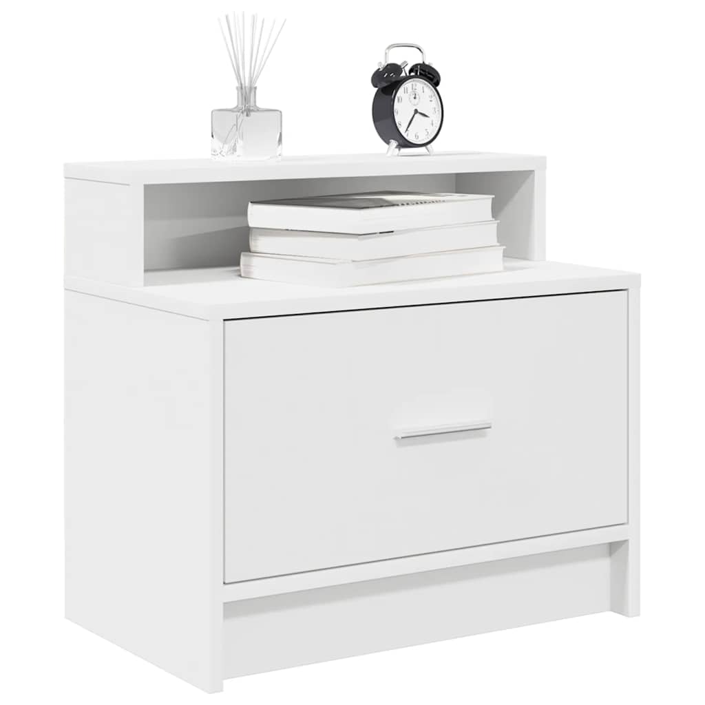 sengebord med skuffe 51x31x47 cm hvid