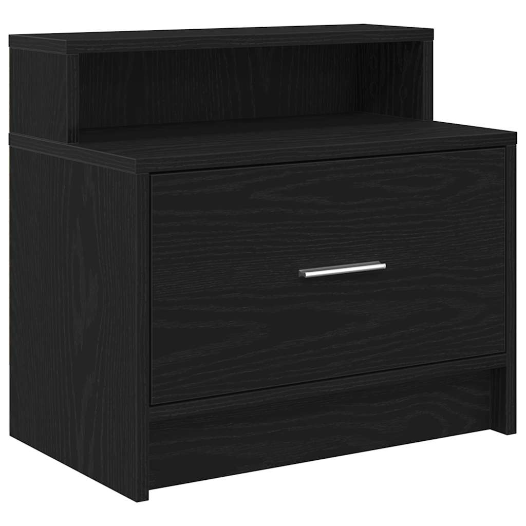 sengebord med skuffe 51x31x47 cm sort-eg