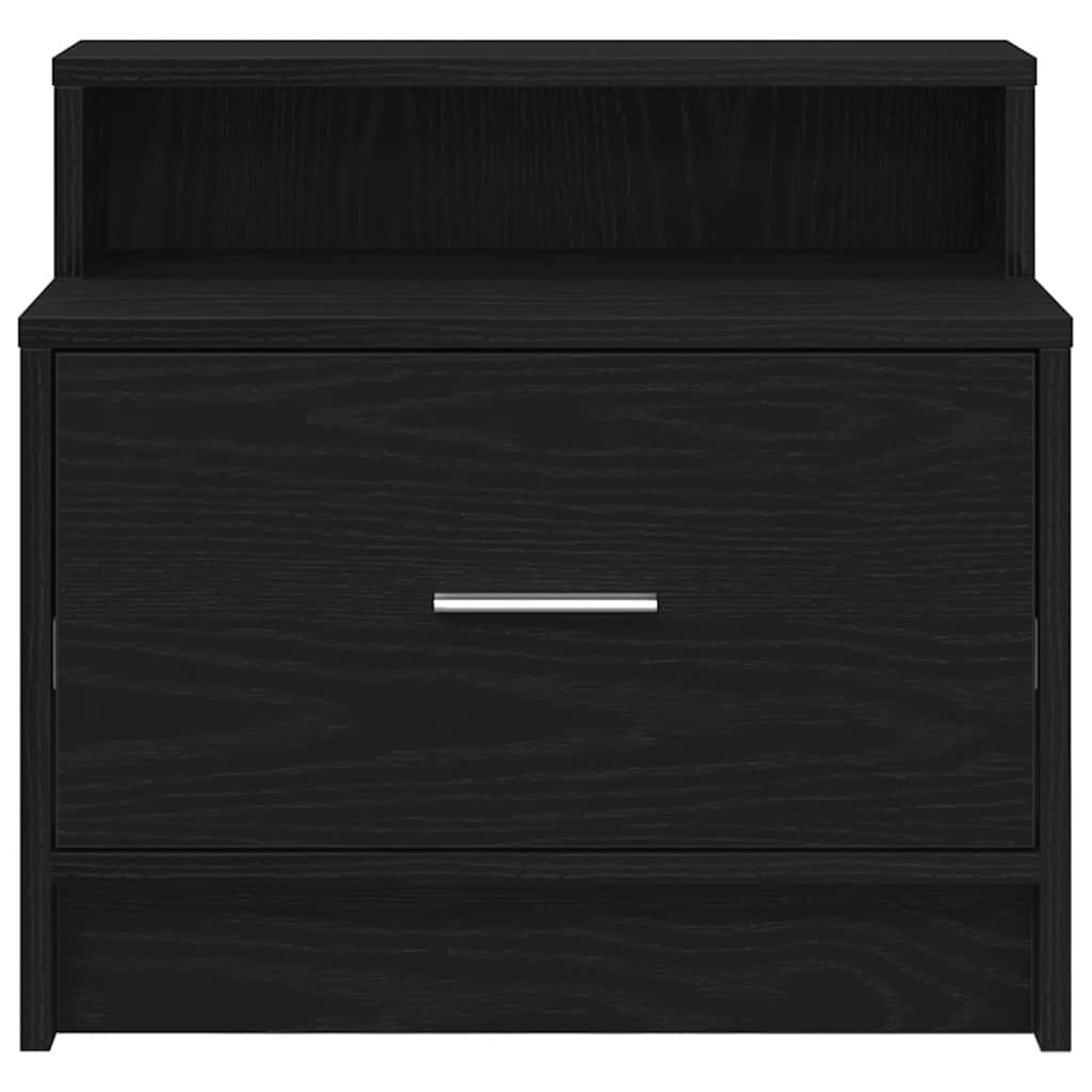 sengebord med skuffe 51x31x47 cm sort-eg