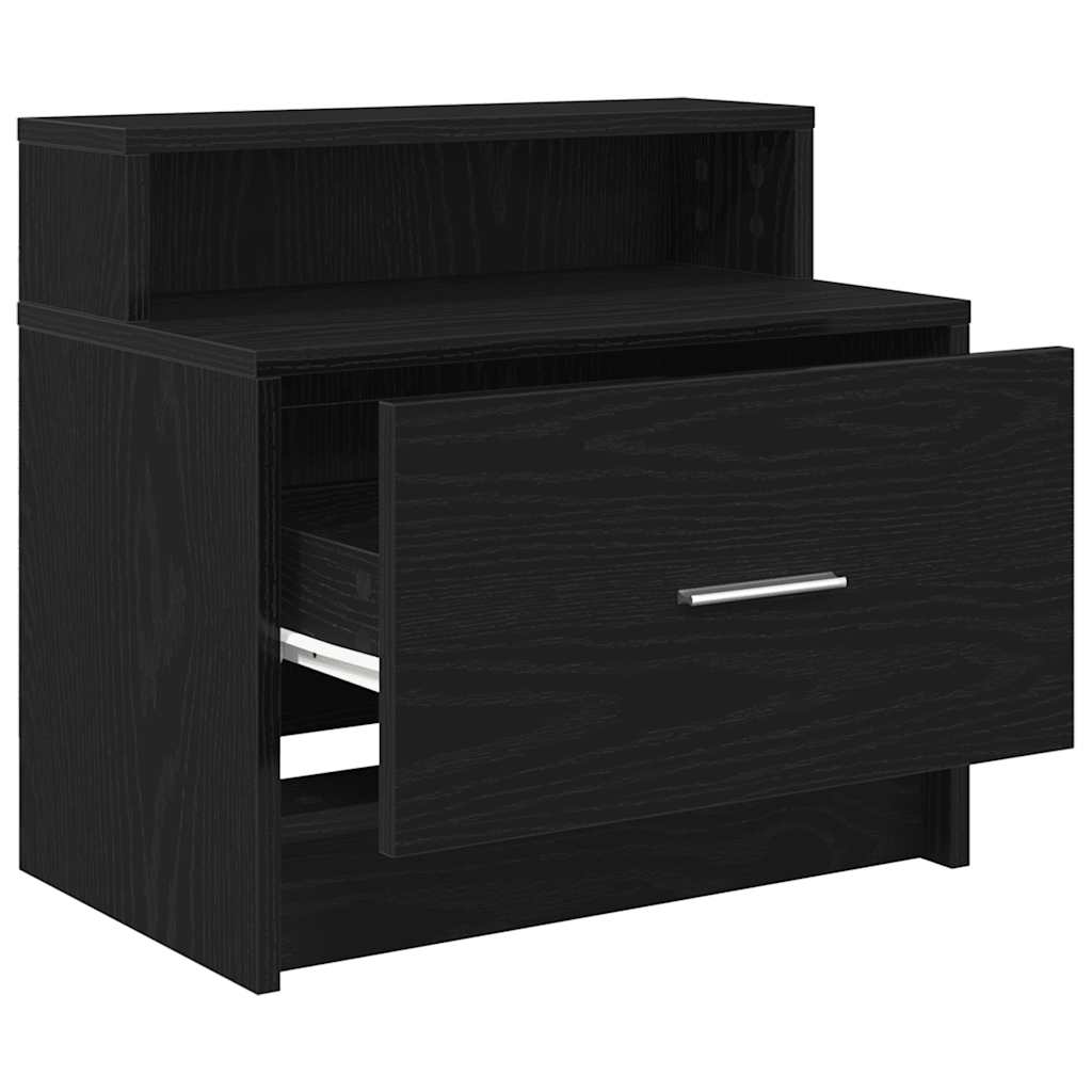 sengebord med skuffe 51x31x47 cm sort-eg