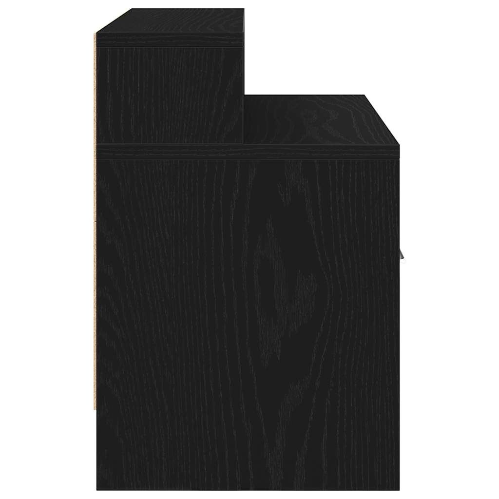 sengeborde med skuffe 2 stk. 51x31x47 cm sort-eg