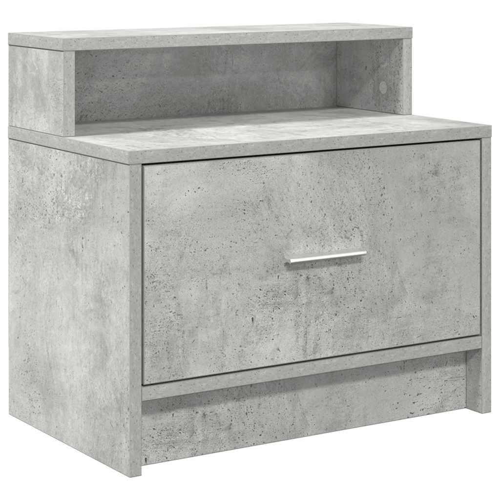 sengebord med skuffe 51x31x47 cm betongrå