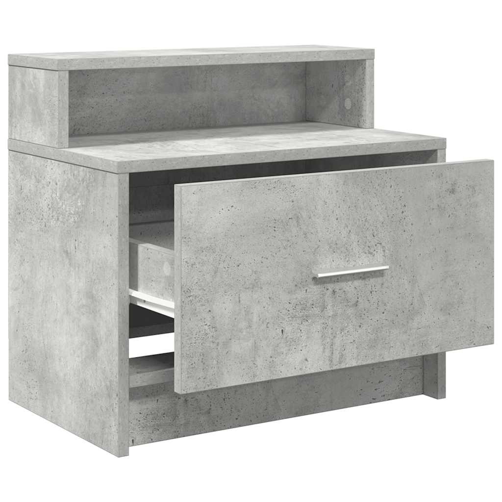 sengebord med skuffe 51x31x47 cm betongrå