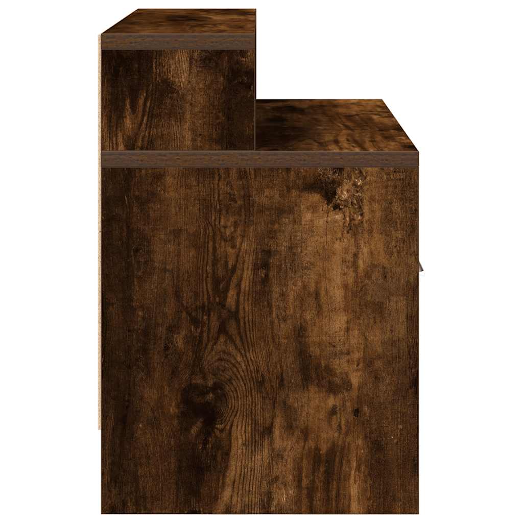 sengebord med skuffe 51x31x47 cm røget egetræsfarve