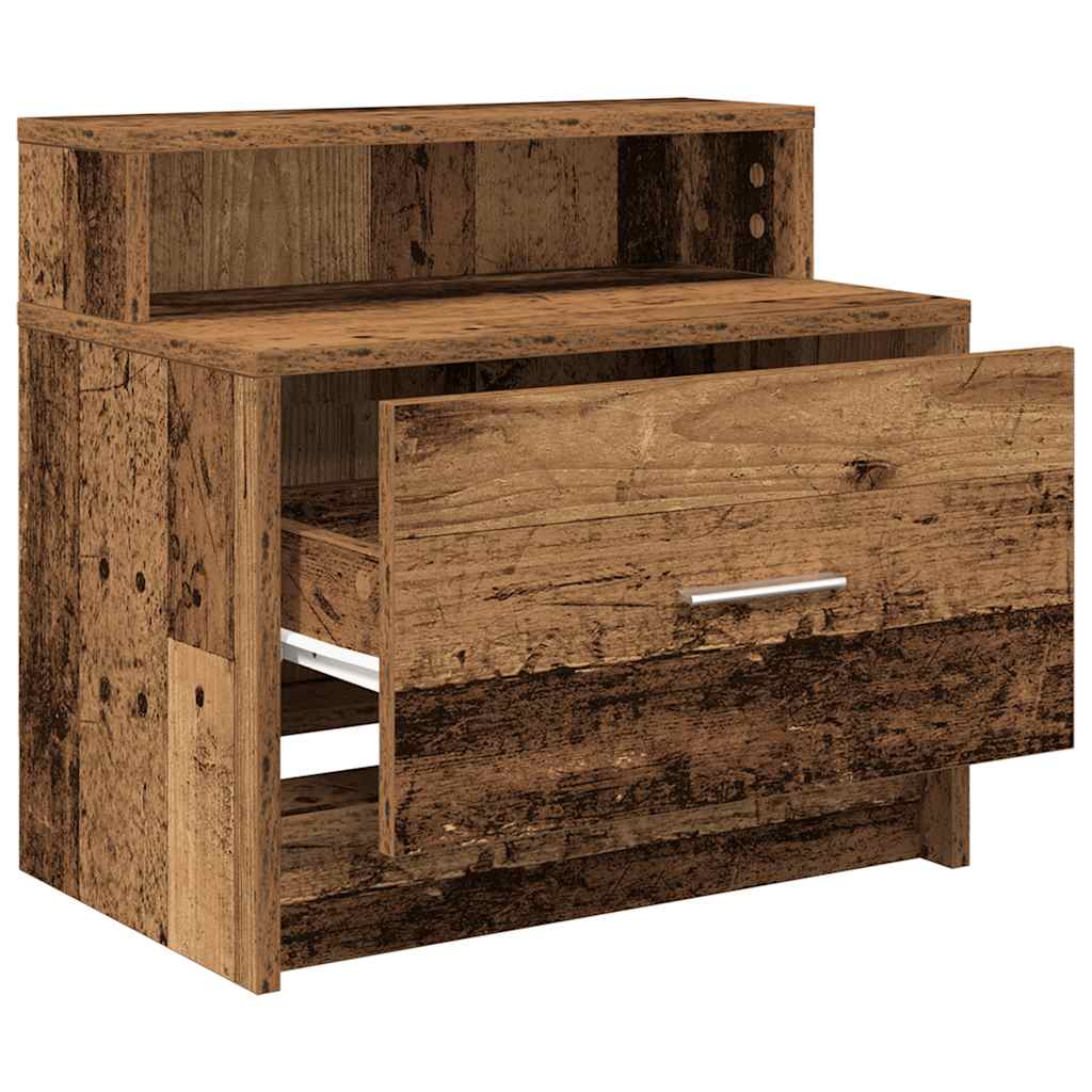 sengeborde med skuffe 2 stk. 51x31x47 cm antikt træ