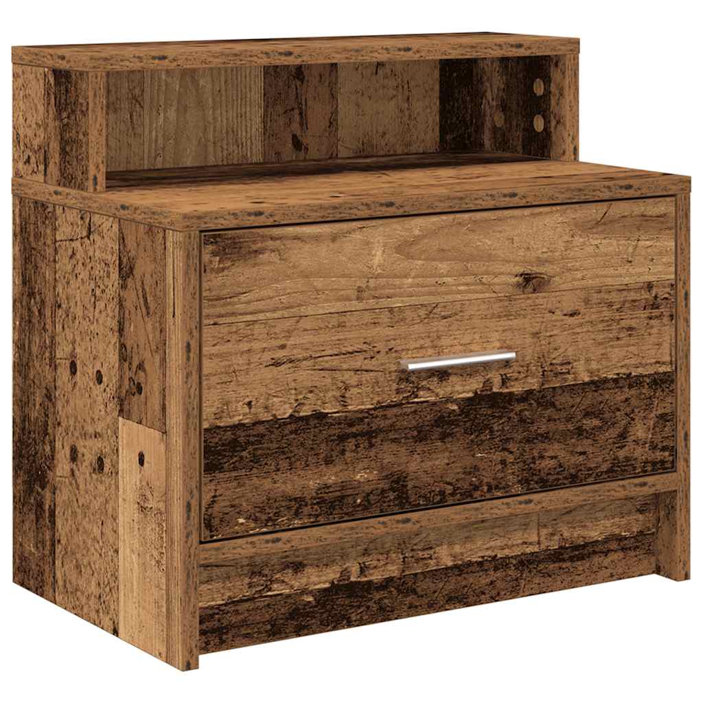 sengeborde med skuffe 2 stk. 51x31x47 cm antikt træ