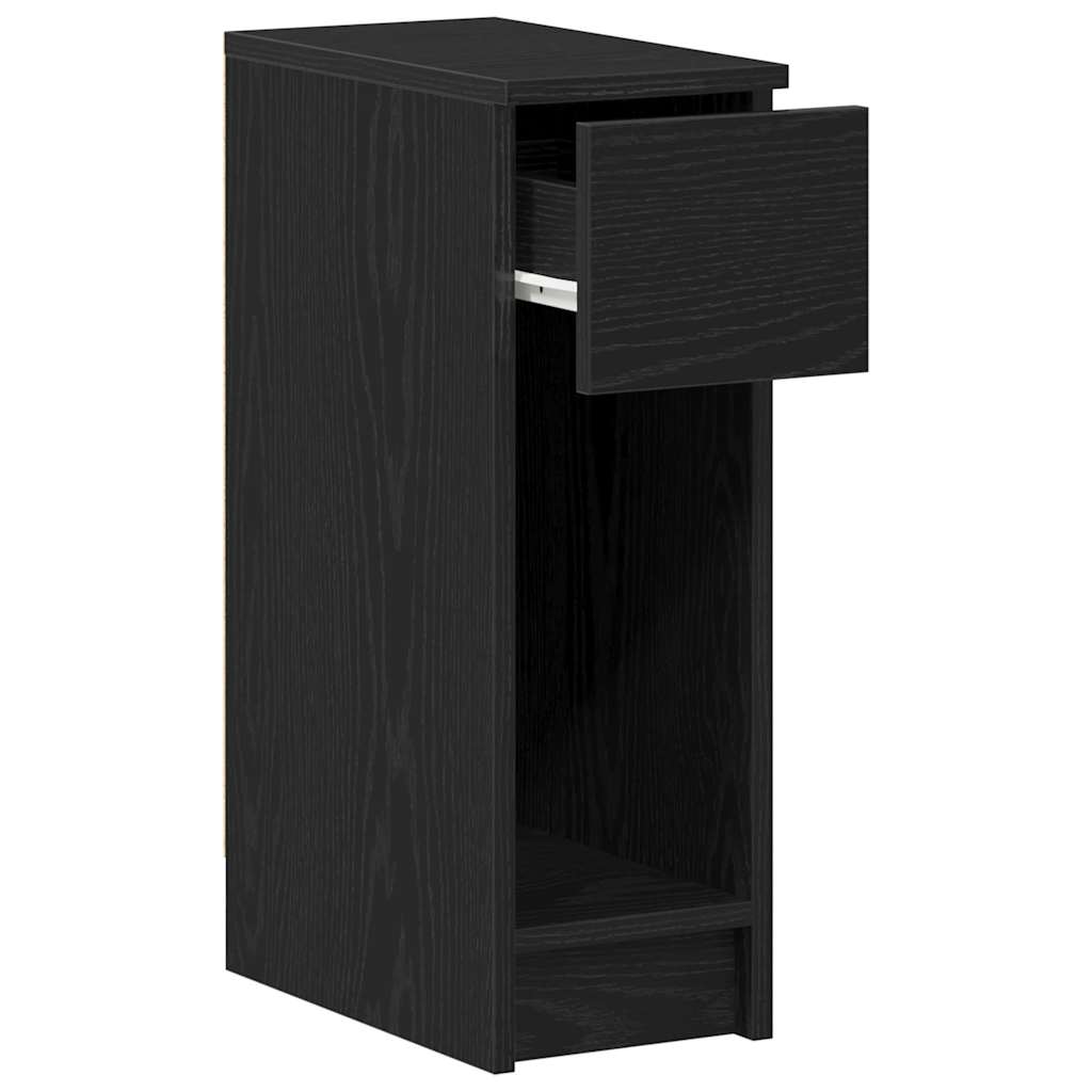 sengebord med skuffe 20x36x60 cm sort-eg