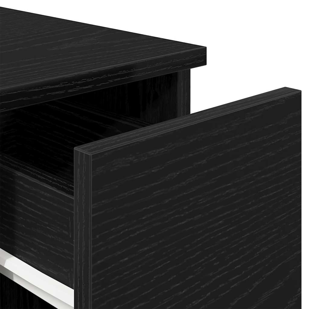 sengeborde med skuffe 2 stk. 20x36x60 cm sort-eg