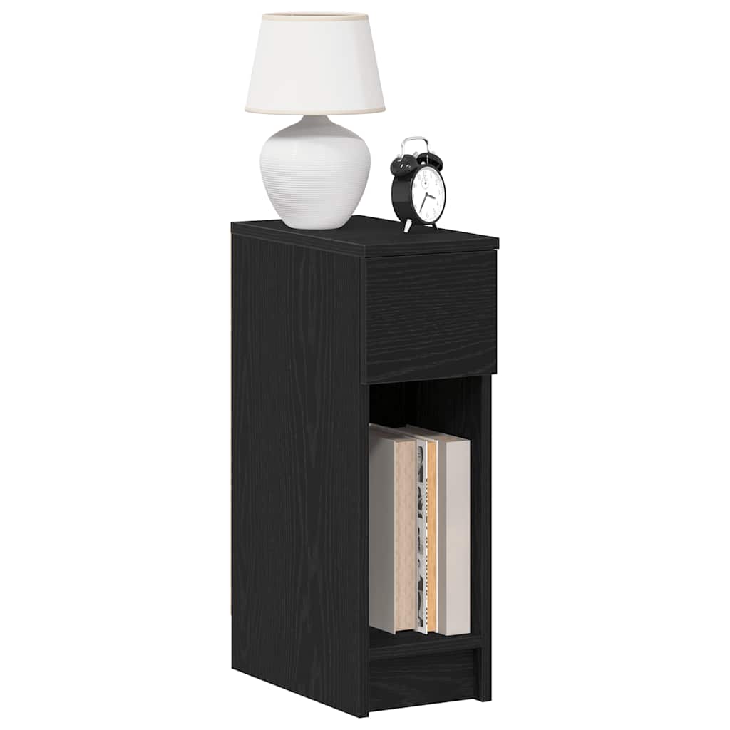 sengeborde med skuffe 2 stk. 20x36x60 cm sort-eg